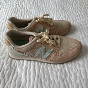New Balance Women's Beige and Light Blue Sneakers